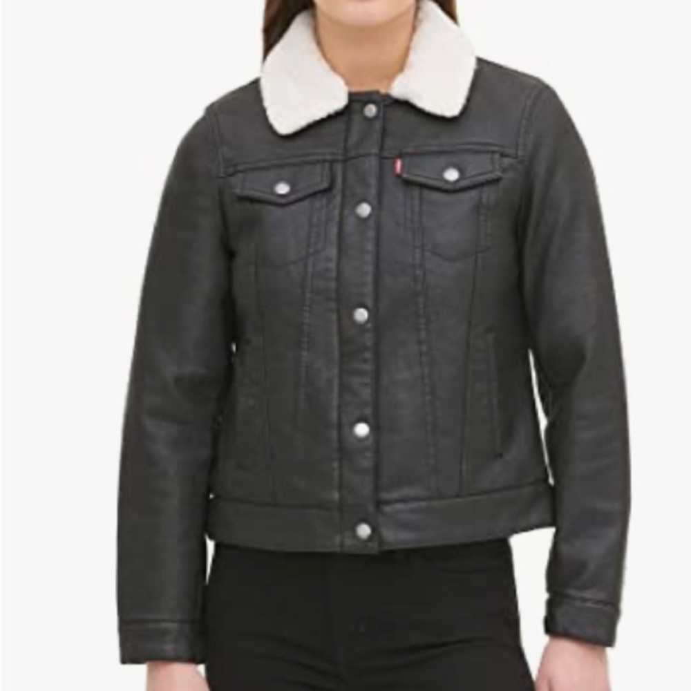 Levi’s Sherpa Lined Faux Leather Trucker Jacket